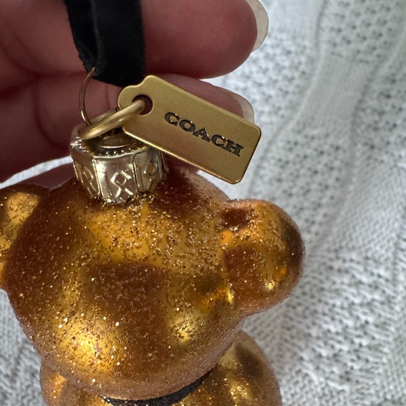 Coach NIB glass 4.75” gold bear Ltd Ed ornament - Picture 4 of 5